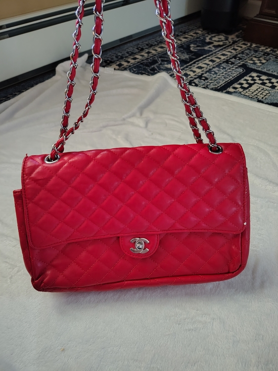 Handbags - Red Quilted Shoulder Bag with Chain Strap Chanel Copy